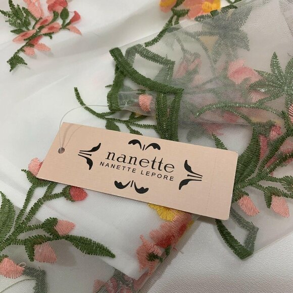 Nanette Lepore Floral Embroidered Off the Shoulder Mesh Blouse Women XS New - Picture 5 of 10